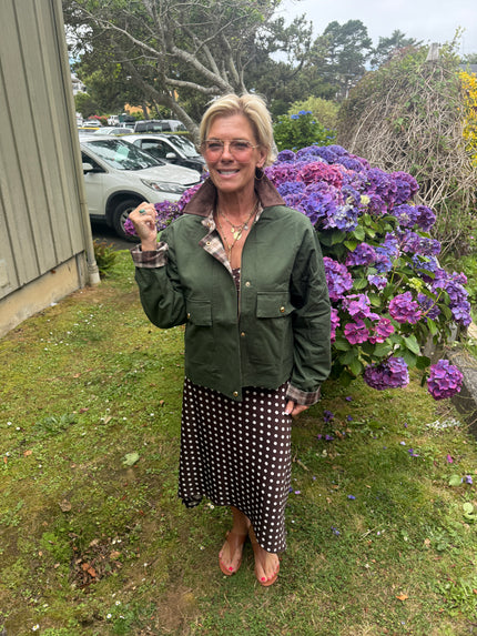 Front Pocket Plaid Contrast Jacket