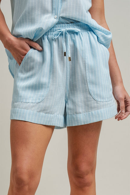 Coastal Ease Striped Linen Short