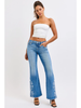 Dolly Flare Fray Patch Denim light wash-front