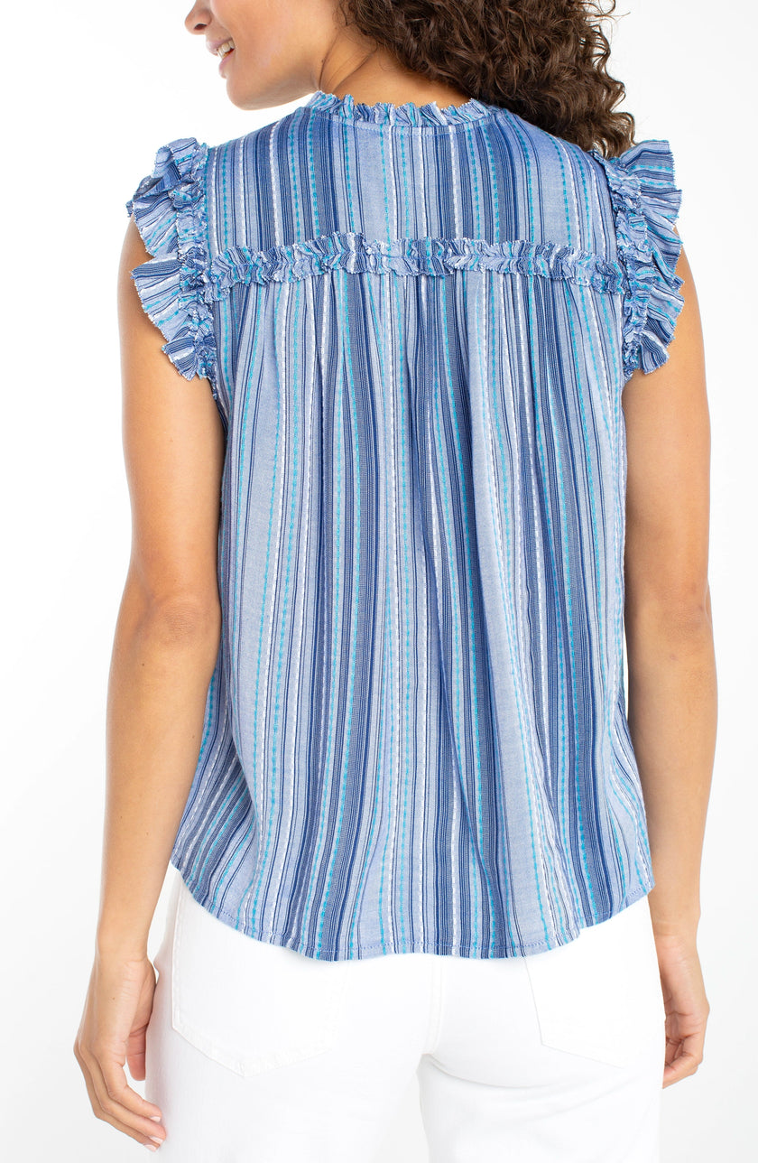 flutter slv ruffled woven top