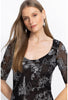 Johnny Was MAYA MESH MIDI DRESS Louise Black Scoop  neck detail