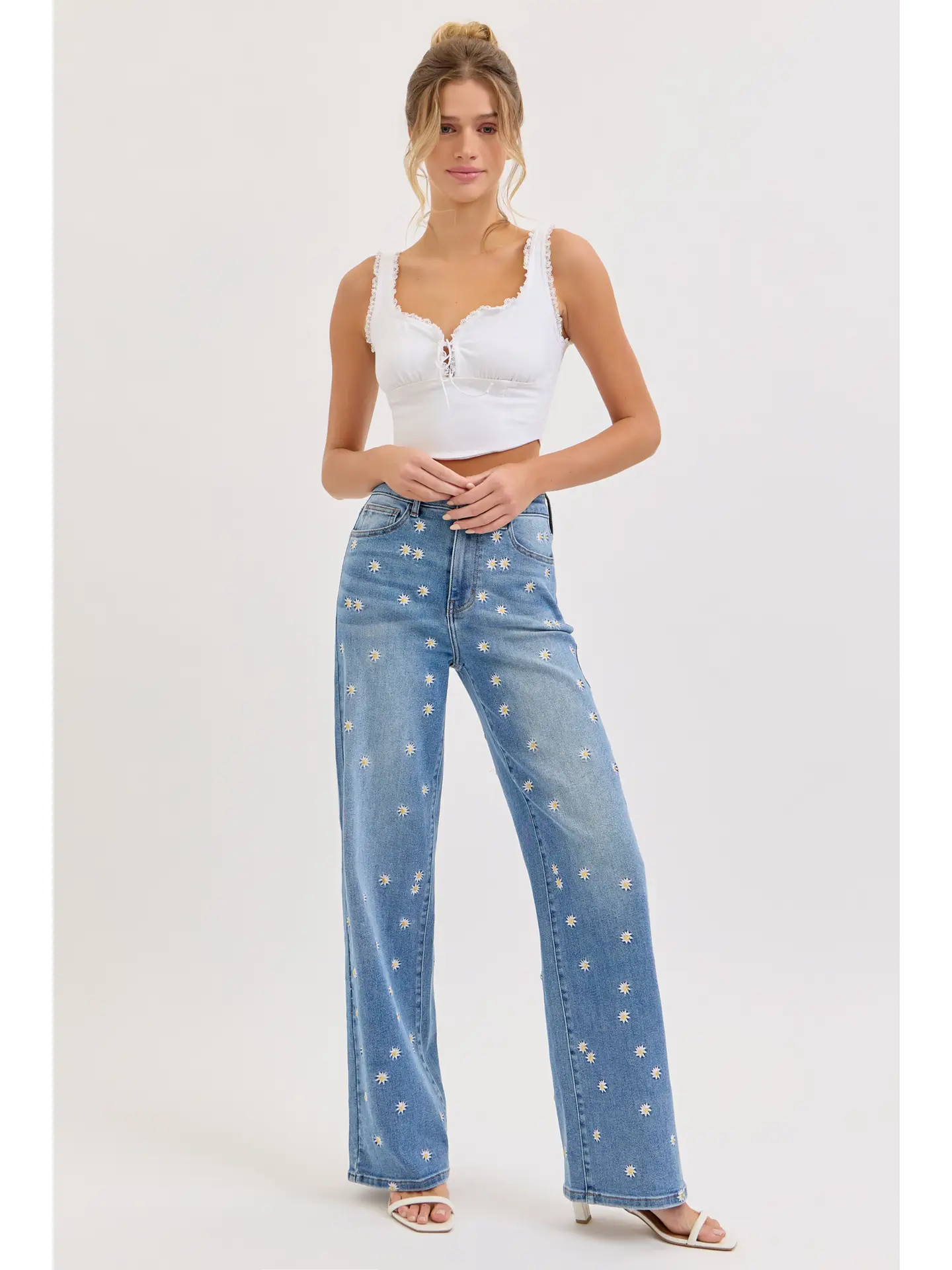 Sunflower High Rise Wide Leg medium wash-front