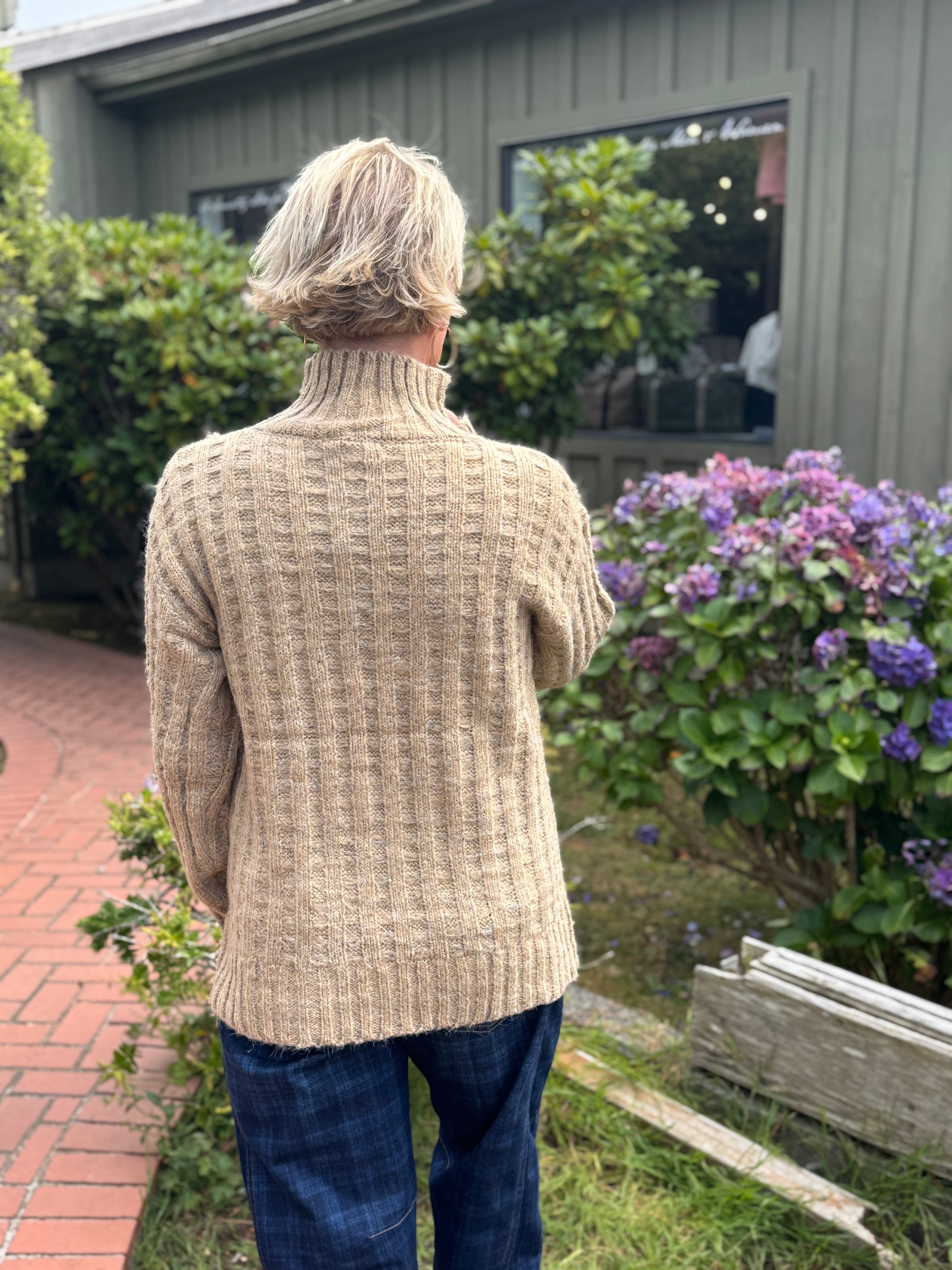 The Sophia Waffle Weave Sweater, latte-back