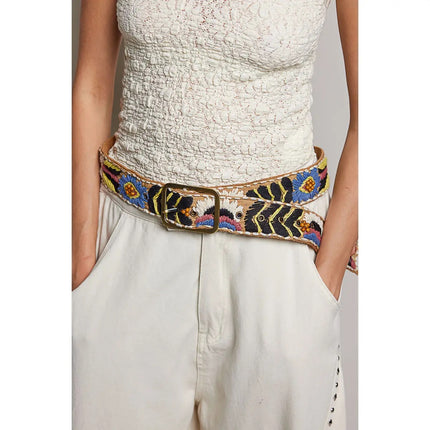 Handcrafted Embroidered Belts - One Size, sand-front