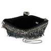 Shimmy, Black Fringe Beaded Crossbody Handbag