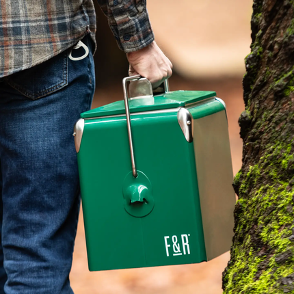 Vintage Metal Cooler with Bottle Opener - Dark Green display