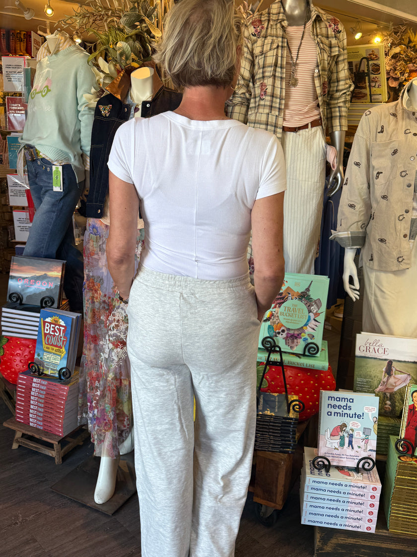 Brushed Jersey Long Lounge Pants light grey back