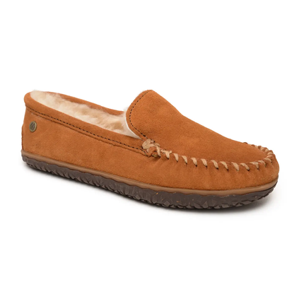 Women's Suede Sheepskin Lined Indoor/Outdoor Slippers brown