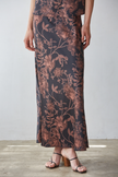 Woven Polyester Floral Print Maxi Skirt