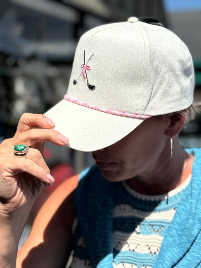 SPORTS GOLF CLUB Canvas 5 Panels Hat with Rope - Light Blue