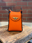 Mini Bag in Genuine Leather Dollar with Bee-Shaped | Bright Orange front