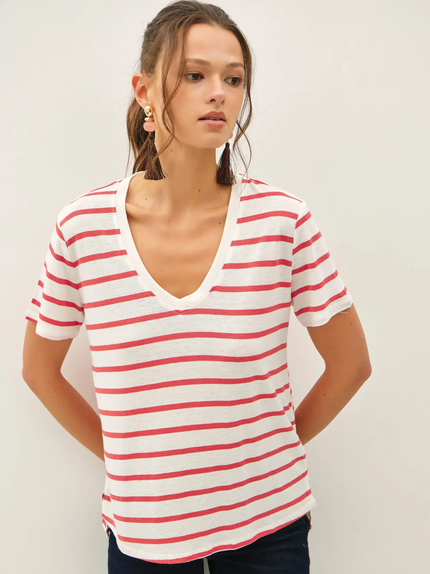 Tally Relaxed VNeck, cranberry-front