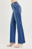 High Rise Straight Patch Pocket Seamed Jeans, dark-Side