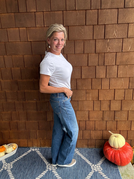 ROSIE HIGH-RISE WIDE LEG W/CVRD BTN FLY