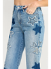 High Rise Star & Heart Patched Dad Jean