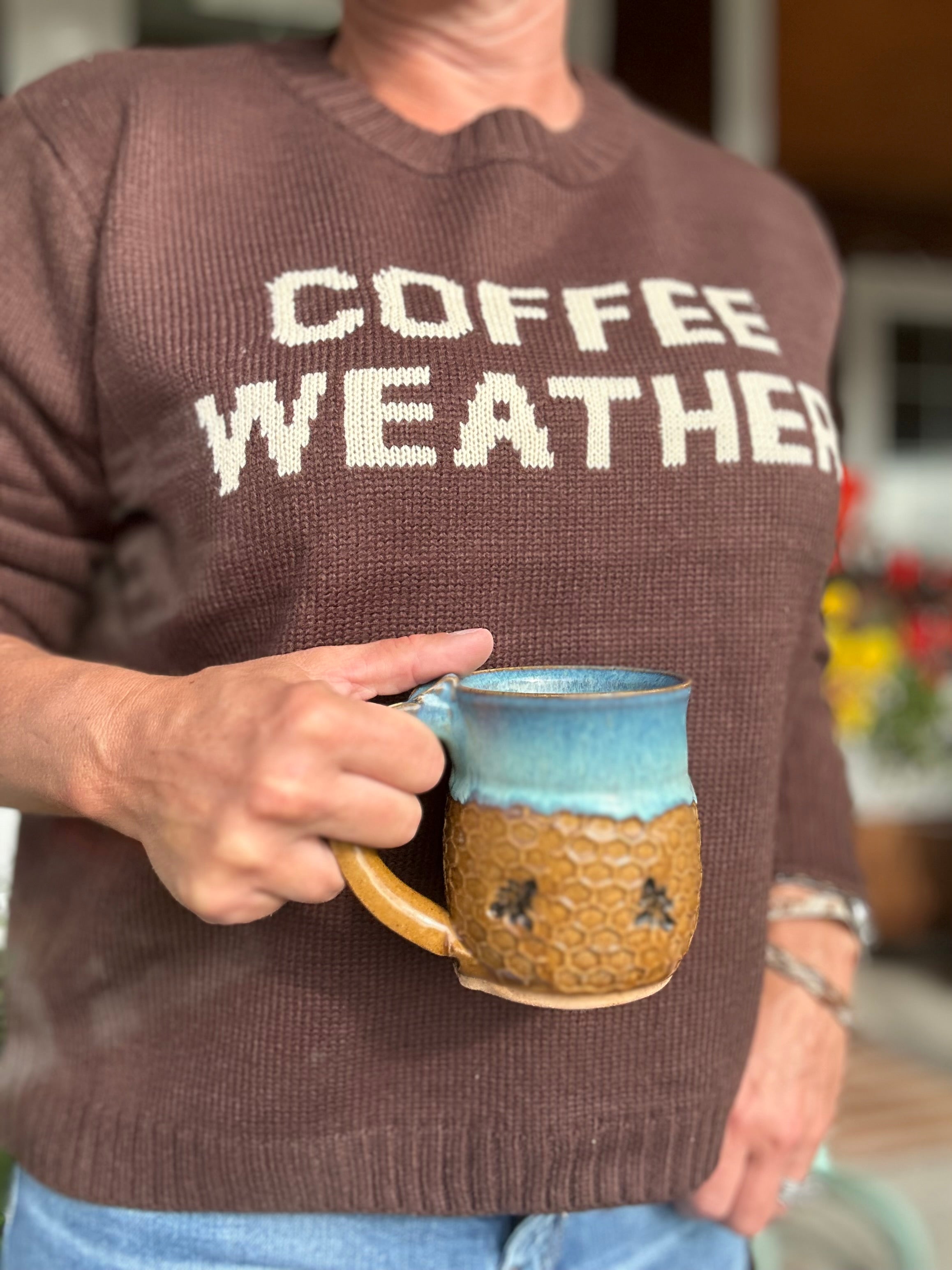 Coffee Weather  Sweater | Dark Brown Details