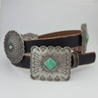 Western Genuine Distressed Leather Belt Alternating Conchos black