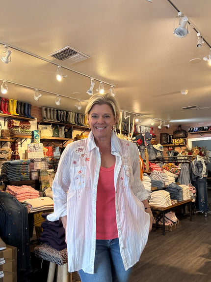 Danica Button Up Front Pocket Blouse front