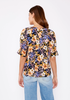 Split V-Neck Smocked Sleeve Top Black/Dusty Coral back