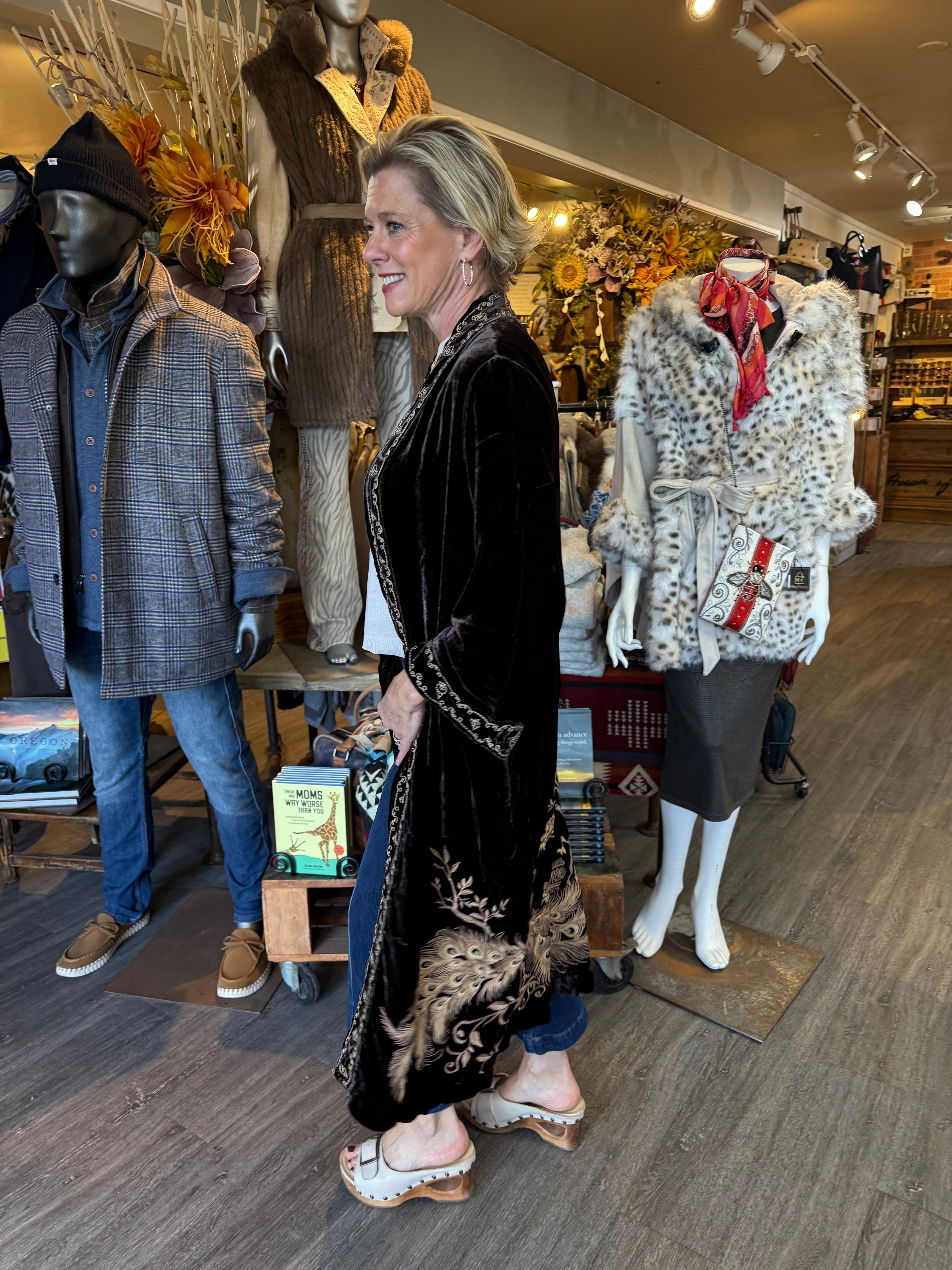 Johnny was Molly Velvet Kimono Coat chocolate left side