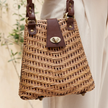 Rattan Handbag with Leather Elbow Strap