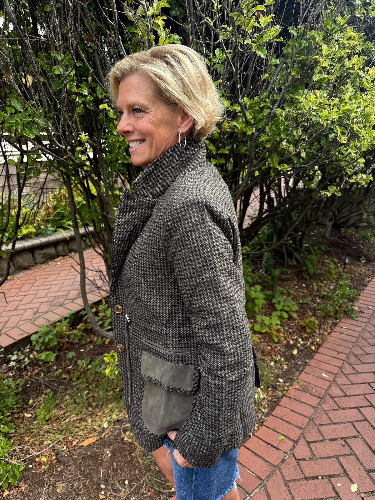 Giselle Wool Blend Suede Contrast Blazer