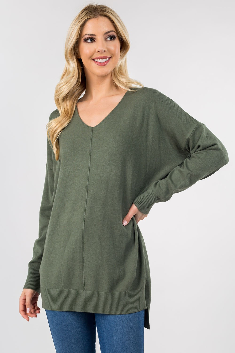 Christi Front Seam Sweater ~ Moss