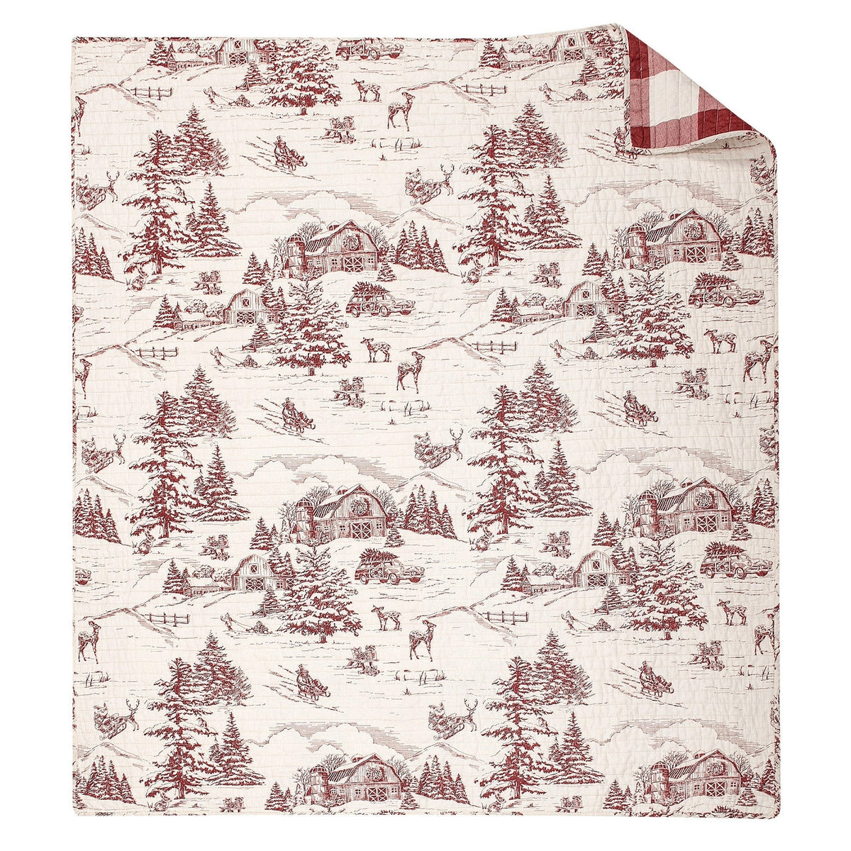 Winter Sleigh Ride Quilted Throw Red