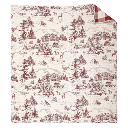 Winter Sleigh Ride Quilted Throw Red