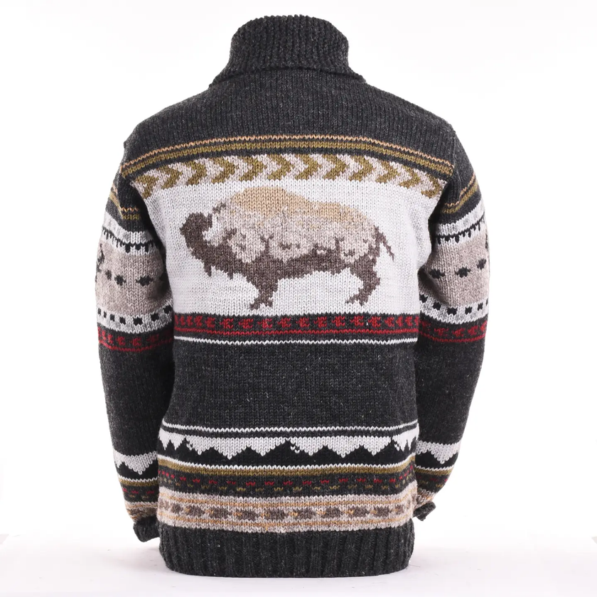 Yellowstone - men's wool knit sweater Black natural back