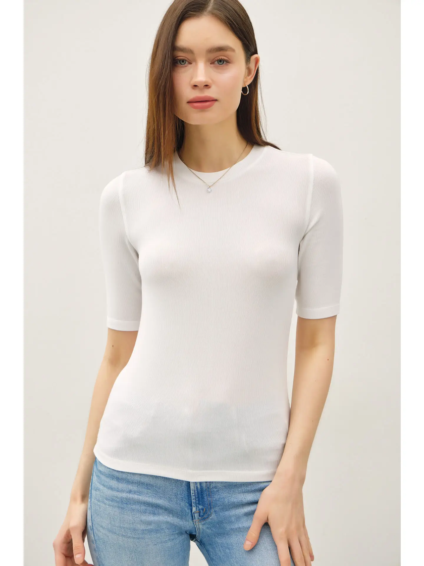 Nancy Classic Ribbed Crew SS