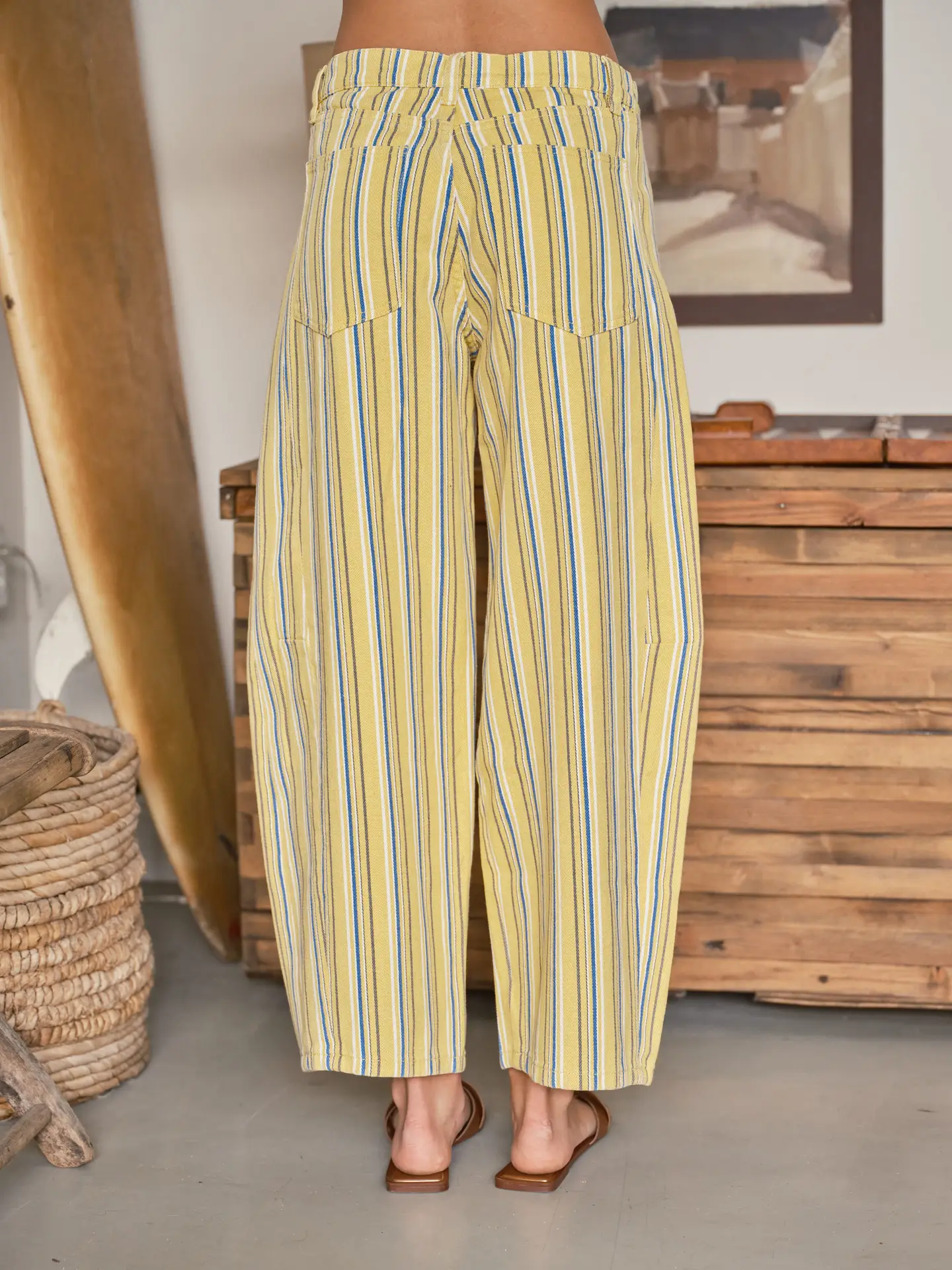 Karen Striped Barrel Pant Yellow