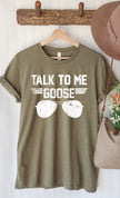 Talk to Me Goose White Ink Graphic Tee heather olive