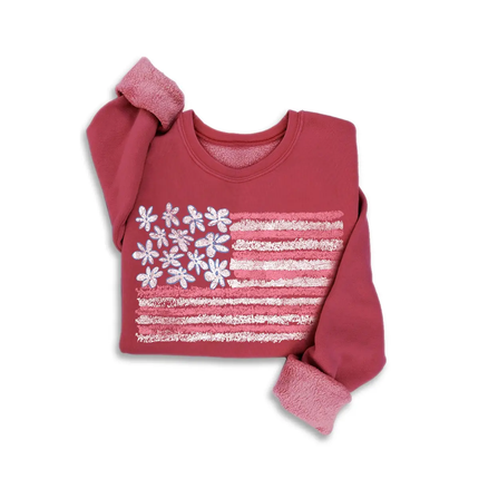 AMERICAN FLAG MINERAL SWEATSHIRTS red