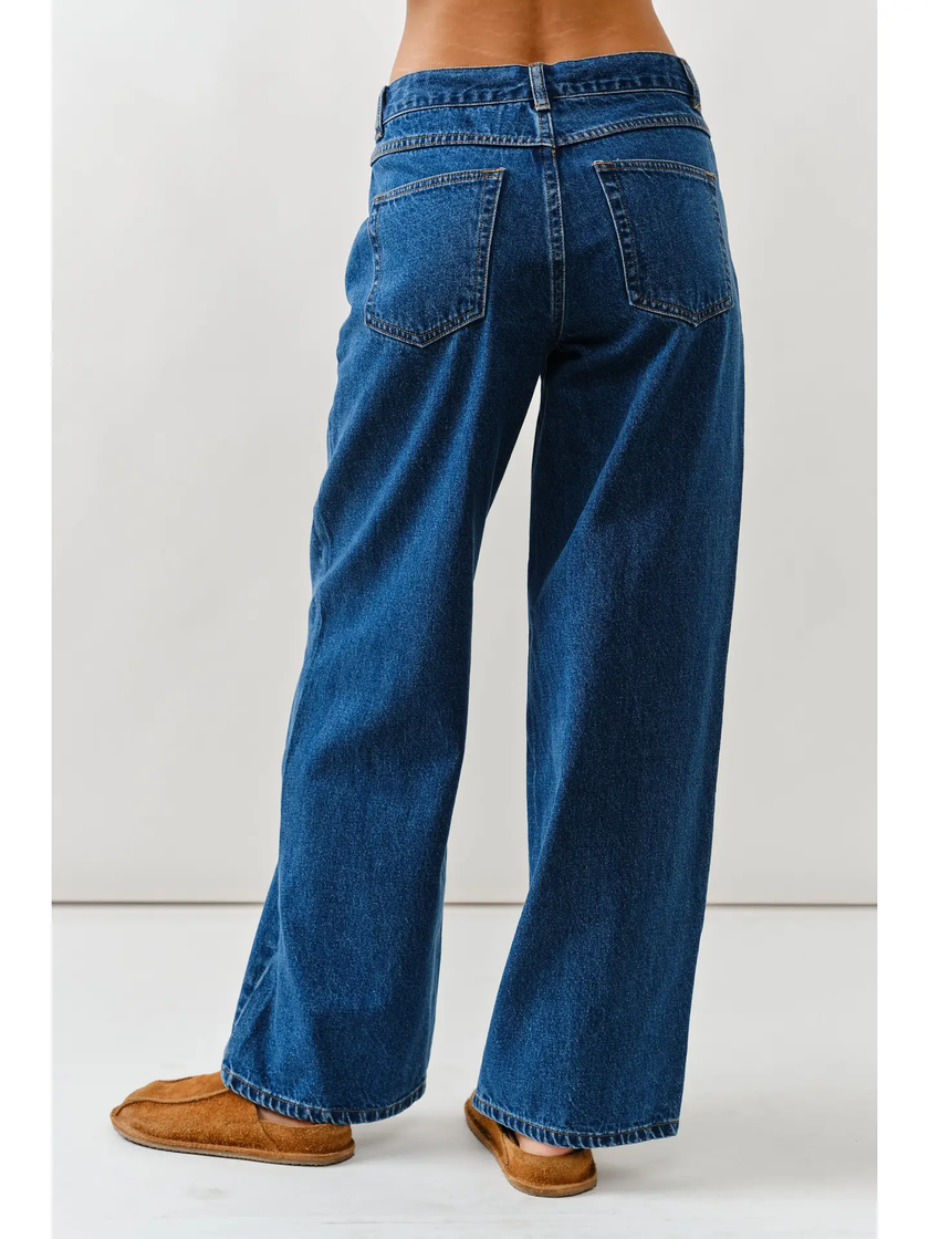 Drawstring Waist Bottom Fly Straight Jeans back