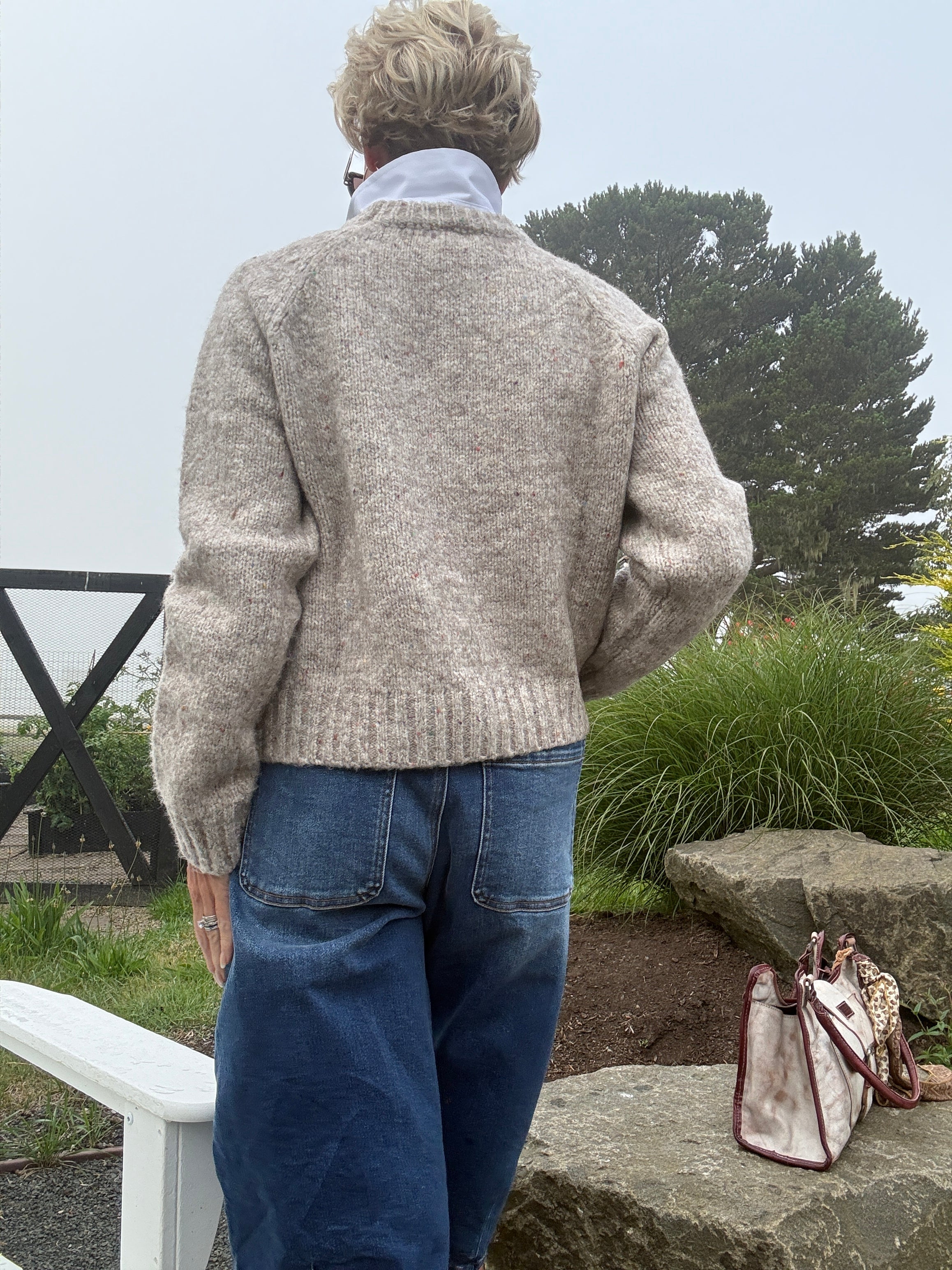Speckled Crew Neck Knit Sweater