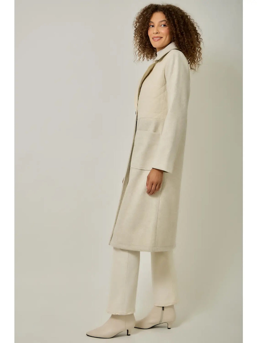 Delores Mixed Media Long Coat