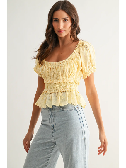 Embroidered Peplum Blouse