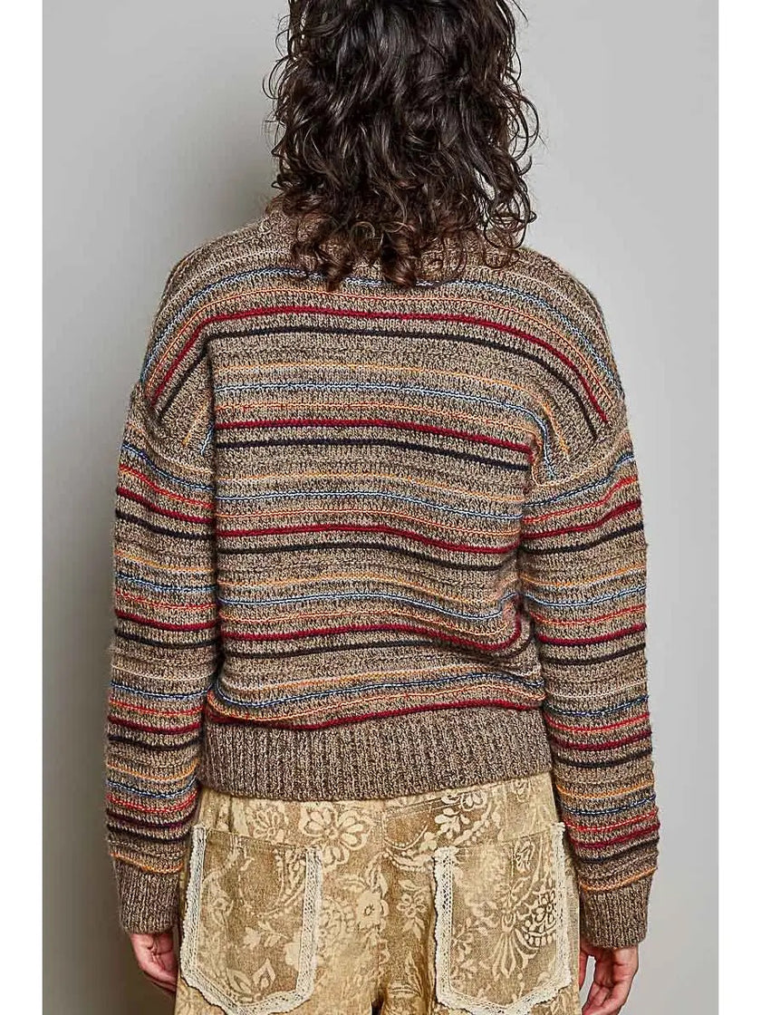 Suzy Striped Brushed Knit Sweater One Size