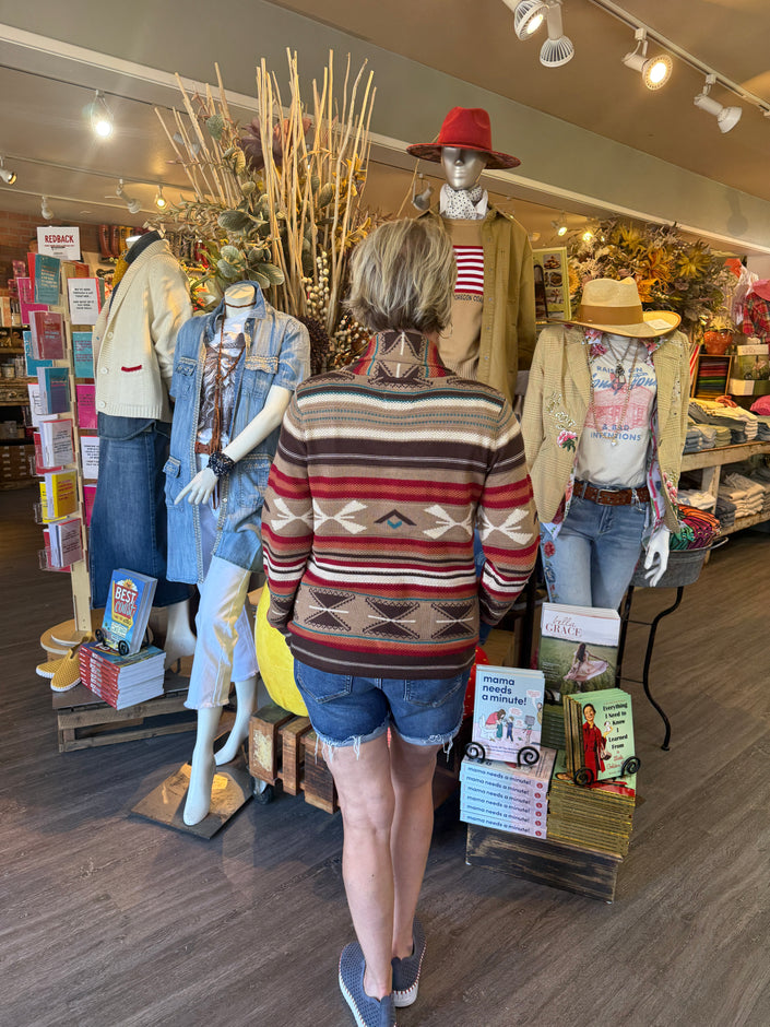 The Indie Cardigan tan back
