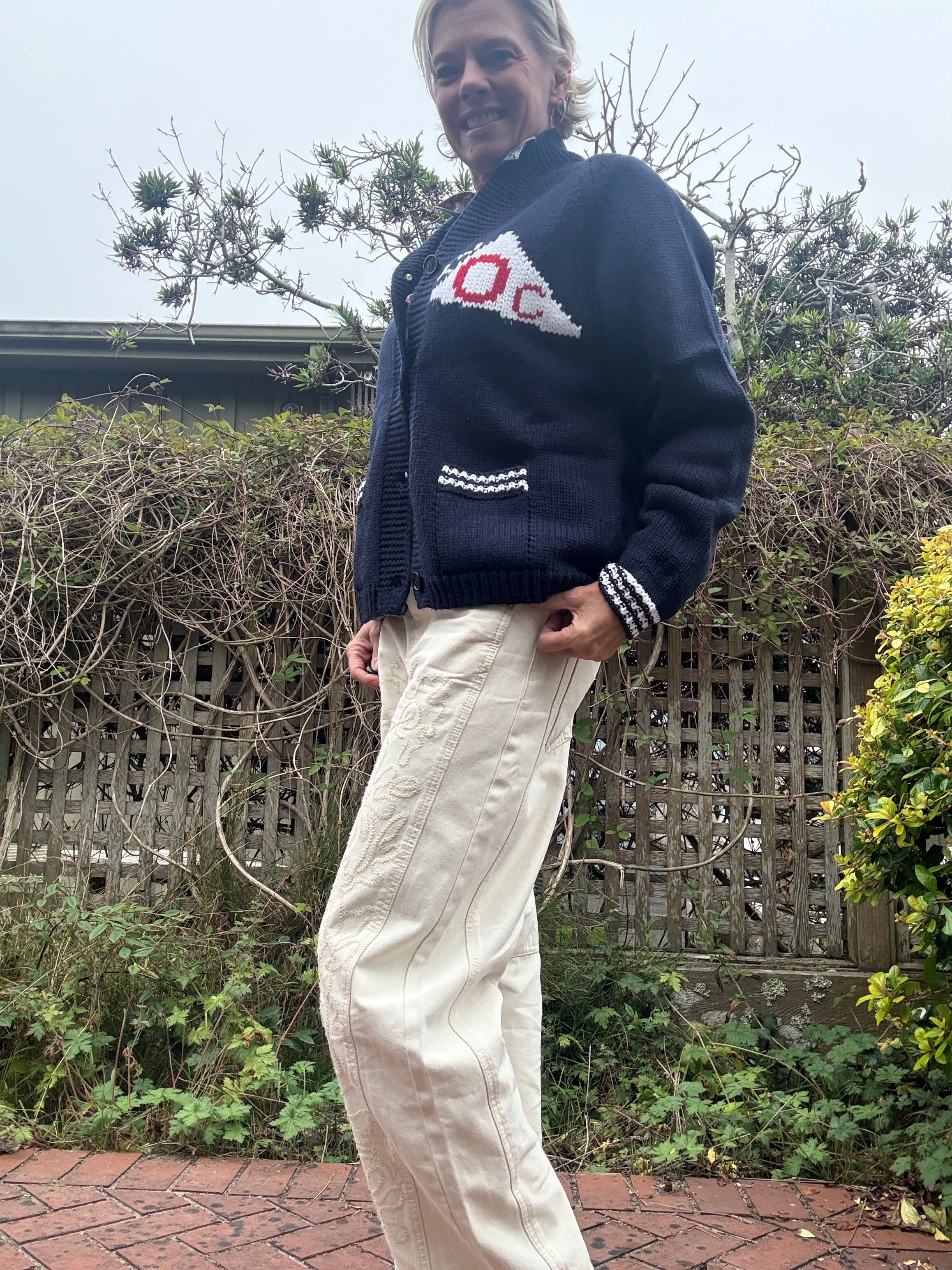 Tackle Me Cardigan navy front/side