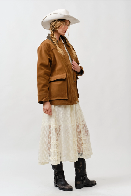 SUEDE CASUAL JACKET WITH LEATHER COLLAR side