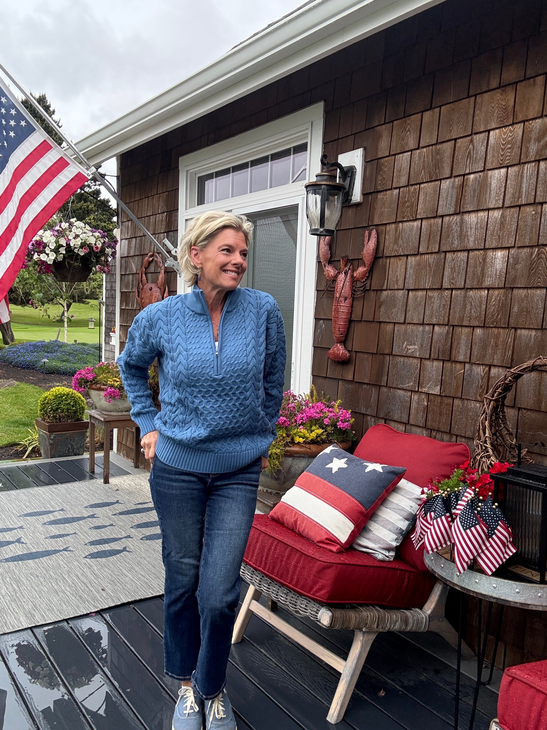 1/2 Zip 1776 Flag Sweater