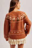Evie Chunky Yarn Flower Motif Cardigan