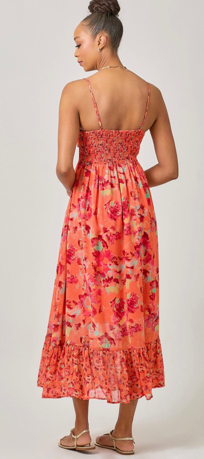 Twist Adorn Smocked Maxi Dress
