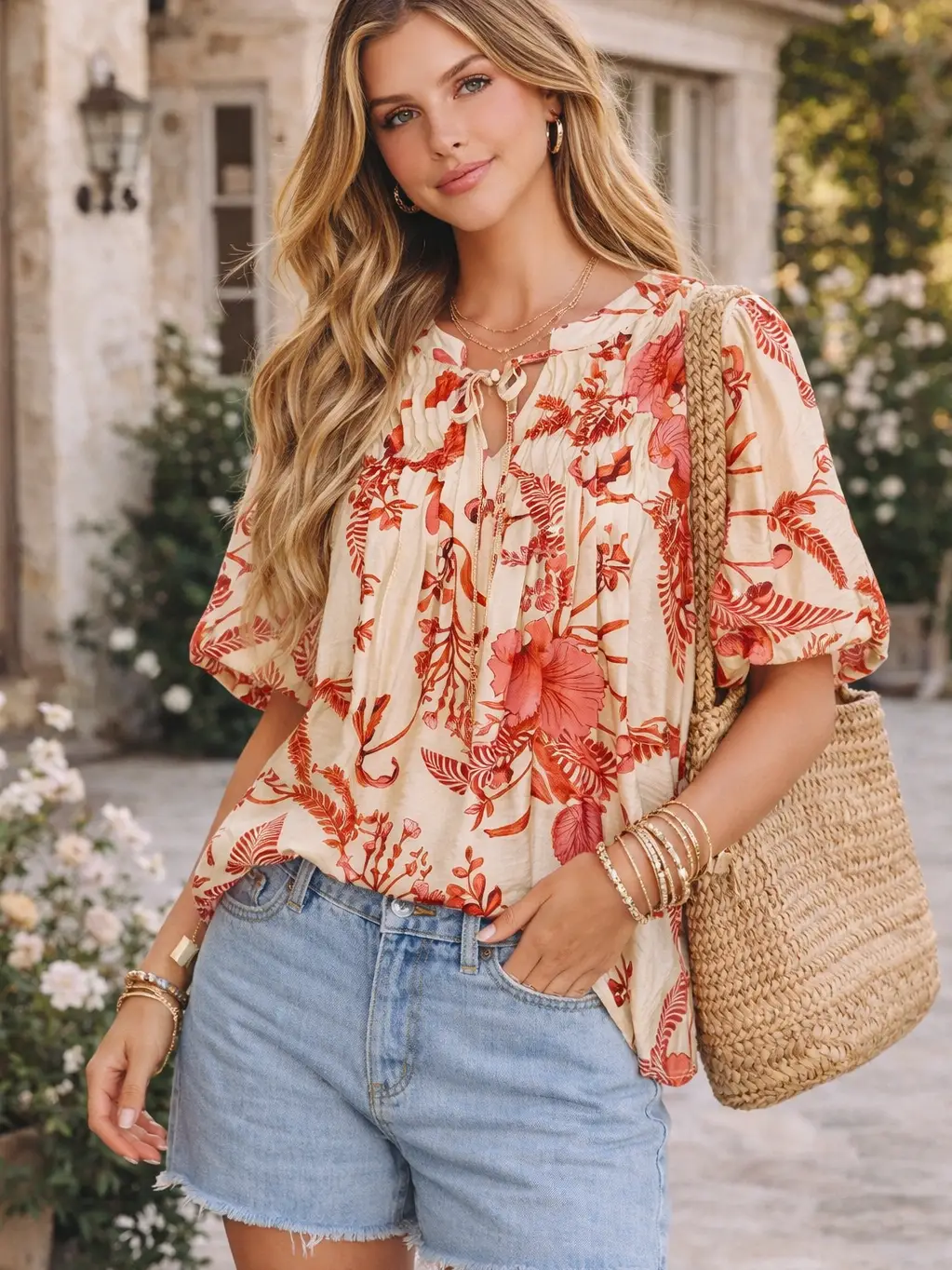 Valentine Blouse, floral print-front