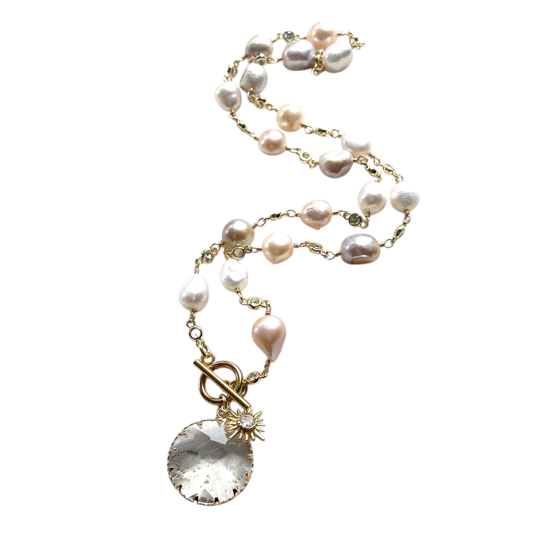 Fresh Water Pearl Necklace with Crystal Charm 17
