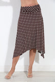 Charlie Bias Cut MIDI Skirt, brown/white-front