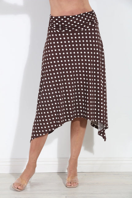 Charlie Bias Cut MIDI Skirt, brown/white-front
