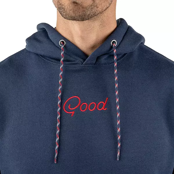 Captain Fleece Hoodie front logo close up